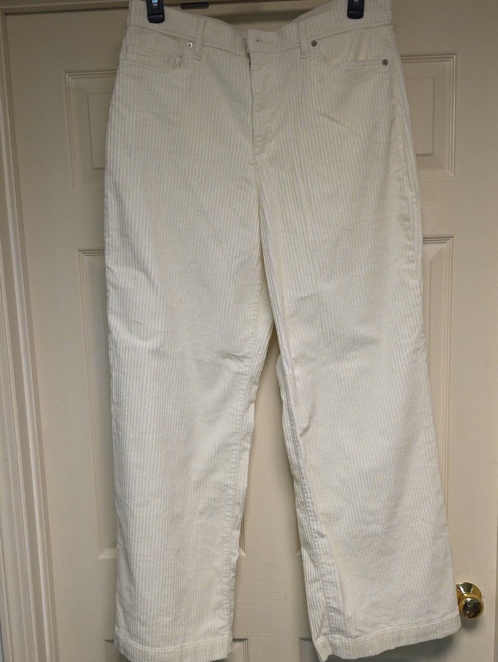 Lands' End Women's Corduroy Trousers in Cream and Dark Brown - Picture 7 of 8
